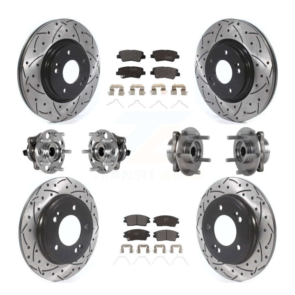 Kit de plaquettes de rotor de frein, roulement de moyeu avant et arrière (10 pièces) pour Hyundai Elantra 1.6