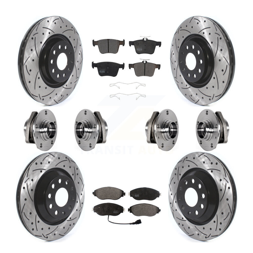 Kit de rotors et plaquettes de frein à disque revêtus de roulements de moyeu avant et arrière (10 pièces) pour Audi S