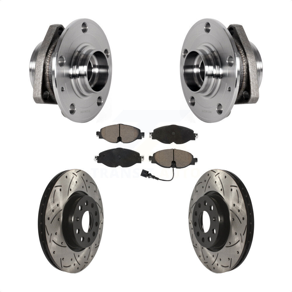 Kit de plaquettes de Rotor de frein, roulement de moyeu avant, fente percée, pour Audi A3 Sportback e-tro