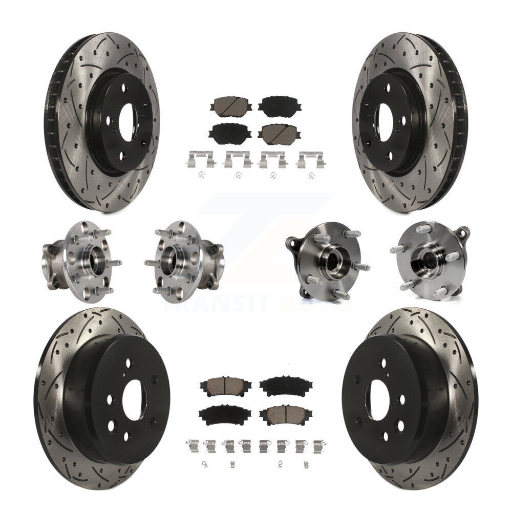 Kit de rotors et plaquettes de frein à disque revêtus de roulement de moyeu avant et arrière (10 pièces) pour Lexus IS25