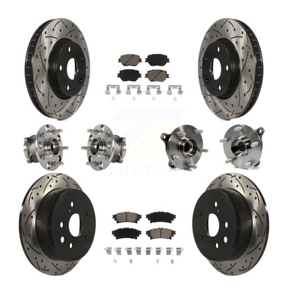Kit de rotors et plaquettes de frein à disque revêtus de roulement de moyeu avant et arrière (10 pièces) pour Lexus IS25