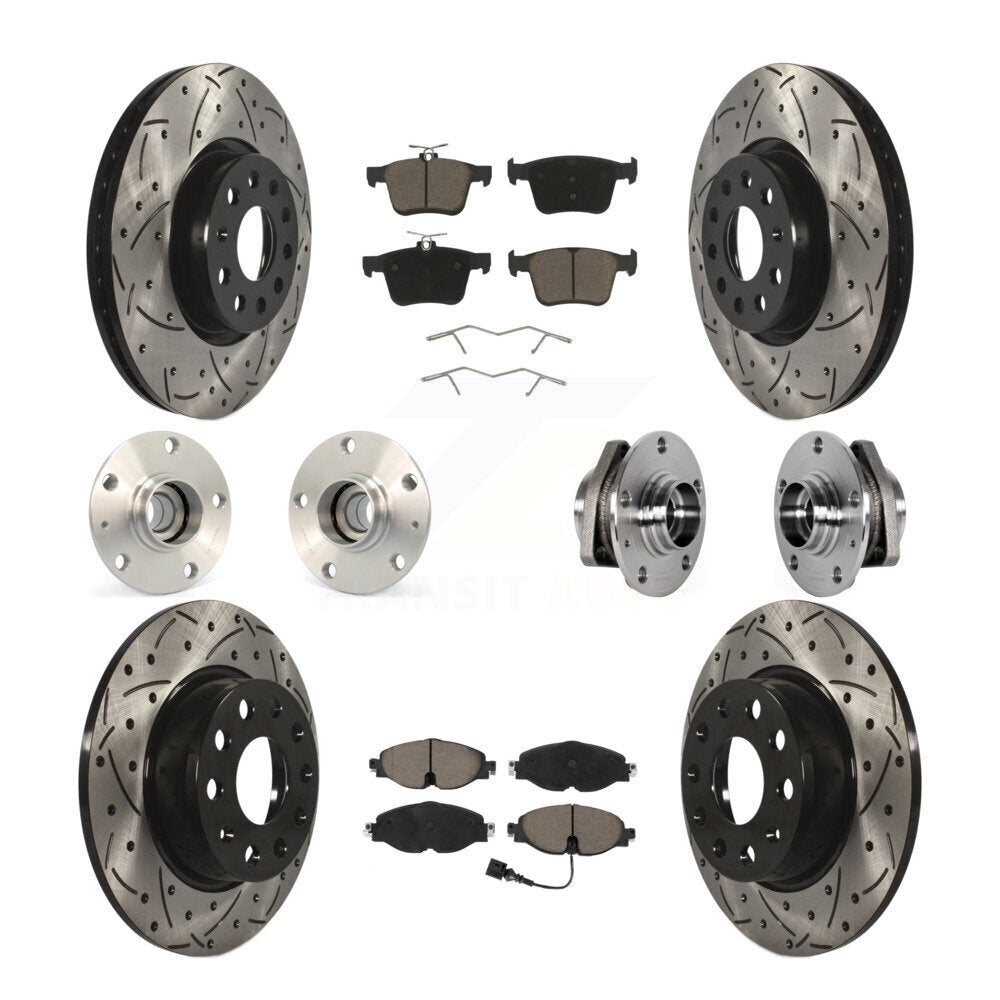 Kit de rotors et plaquettes de frein revêtus de roulement de moyeu avant et arrière (10 pièces) pour Audi A3 Sportbac