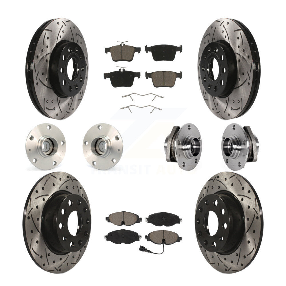 Kit de rotor et de plaquettes de frein revêtus de roulement de moyeu avant et arrière (10 pièces) pour Audi A3 2016 2.0