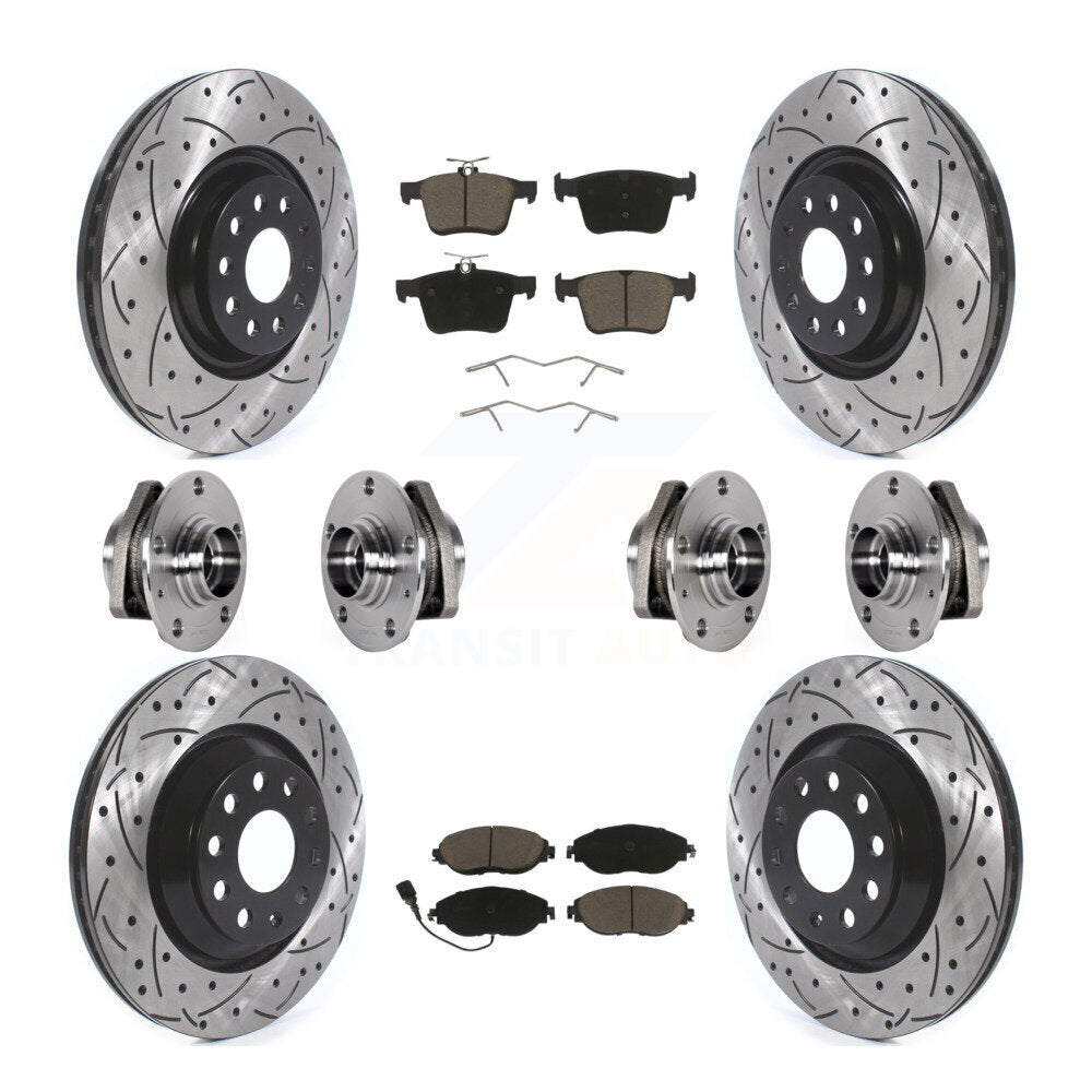 Kit de rotors et plaquettes de frein à disque revêtus de roulements de moyeu avant et arrière (10 pièces) pour Audi S