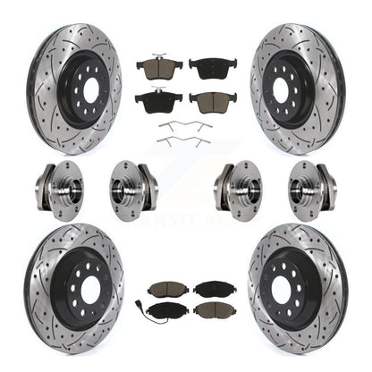 Kit de rotors et plaquettes de frein à disque revêtus de roulements de moyeu avant et arrière (10 pièces) pour Audi S