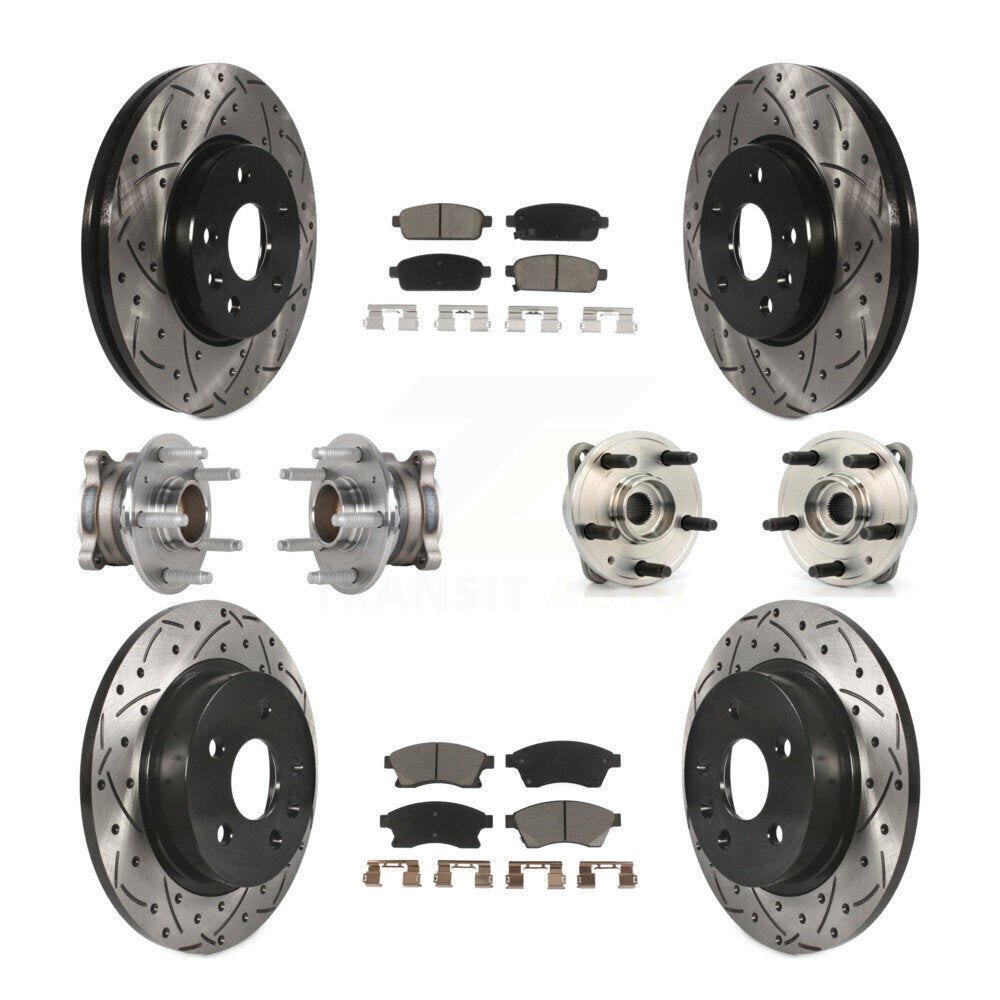 Kit de rotor et de plaquettes de frein revêtus de roulement de moyeu avant et arrière (10 pièces) pour Chevrolet Cruz