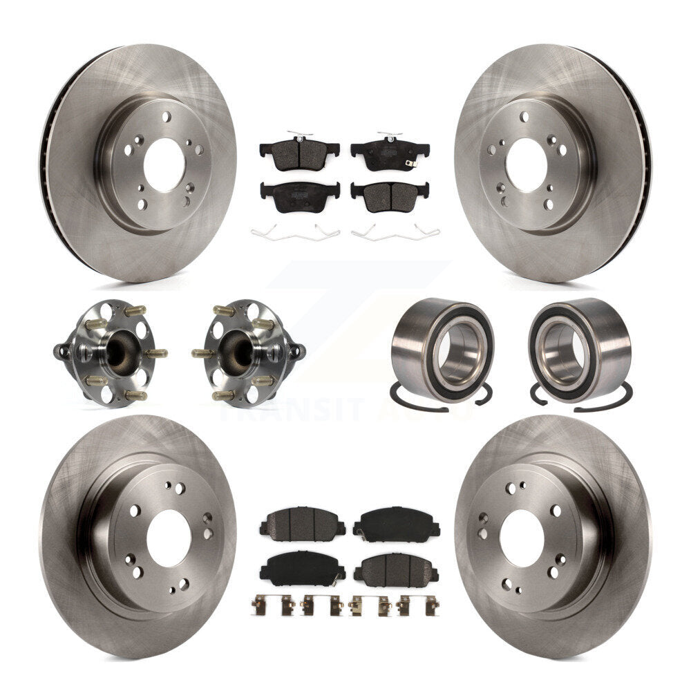 Kit de rotors et plaquettes de frein à disque, roulements de moyeu avant et arrière (10 pièces) pour Honda Accord
