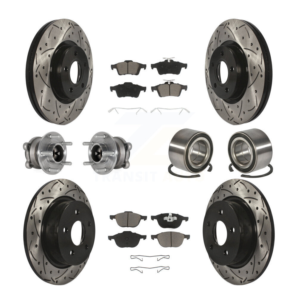 Kit de rotor et de plaquettes de frein revêtus de roulement de moyeu avant et arrière (10 pièces) pour Ford Escape c-ma