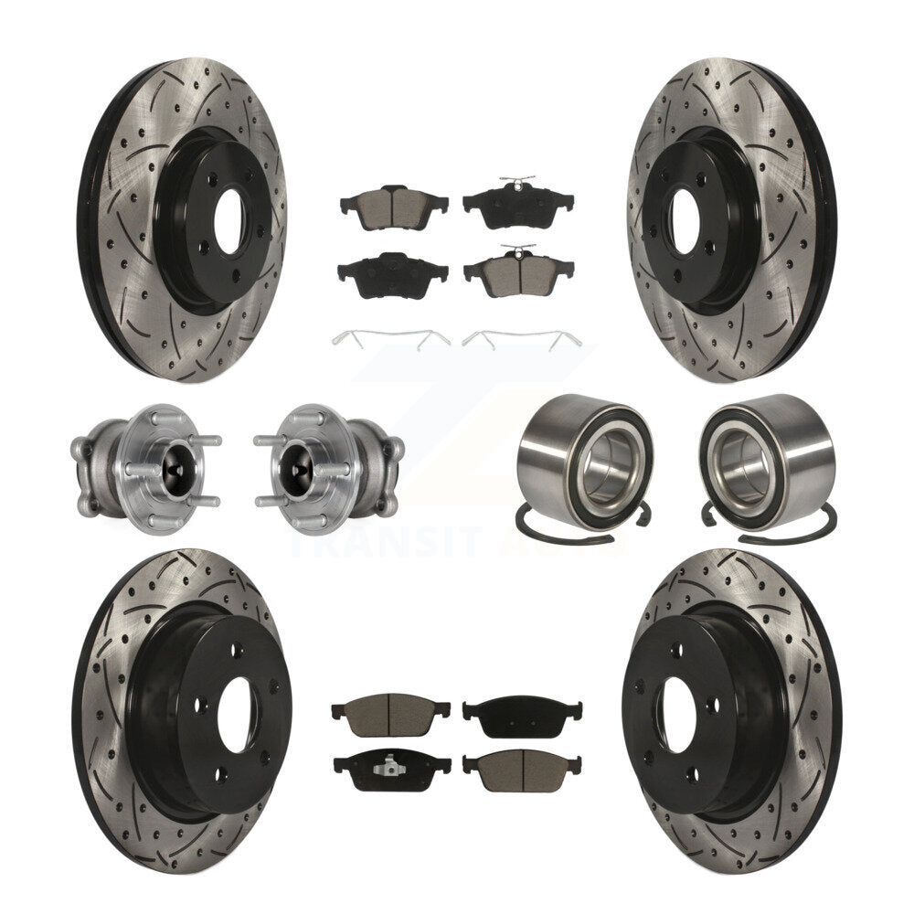 Kit de rotors et plaquettes de frein à disque revêtus de roulement de moyeu avant et arrière (10 pièces) pour Ford Escap