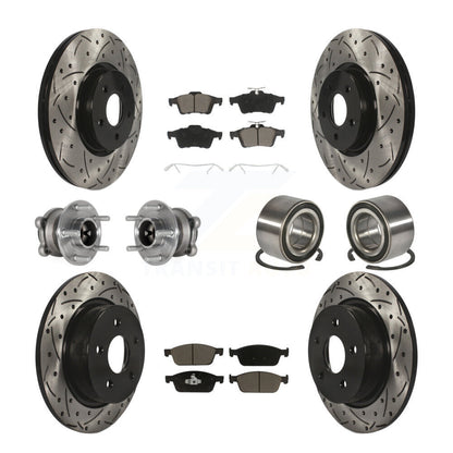 Kit de rotors et plaquettes de frein à disque revêtus de roulement de moyeu avant et arrière (10 pièces) pour Ford Escap