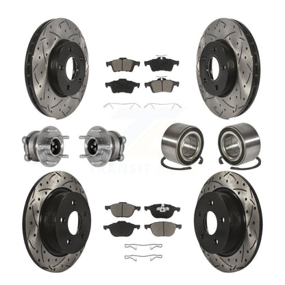 Kit de rotor et de plaquettes de frein à disque revêtus de roulement de moyeu avant et arrière (10 pièces) pour Ford c-ma