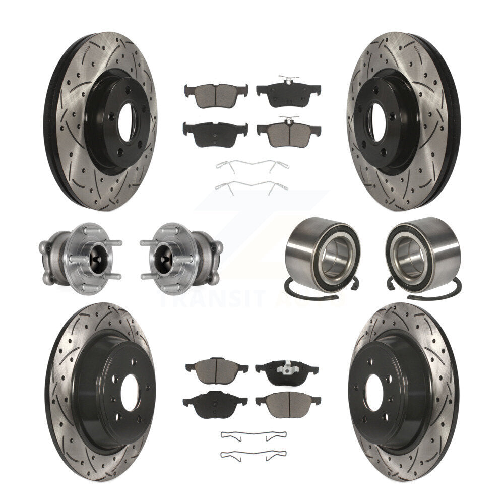 Kit de rotors et plaquettes de frein à disque revêtus de roulement de moyeu avant et arrière (10 pièces) pour Ford Escap