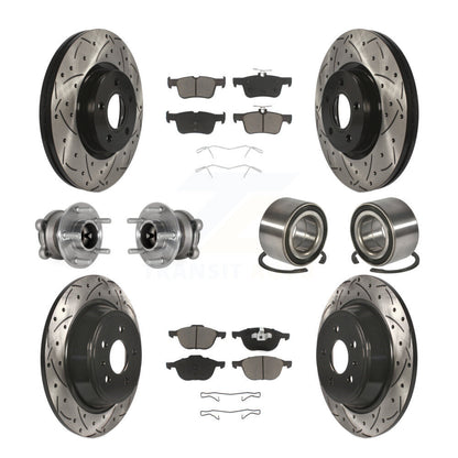 Kit de rotors et plaquettes de frein à disque revêtus de roulement de moyeu avant et arrière (10 pièces) pour Ford Escap