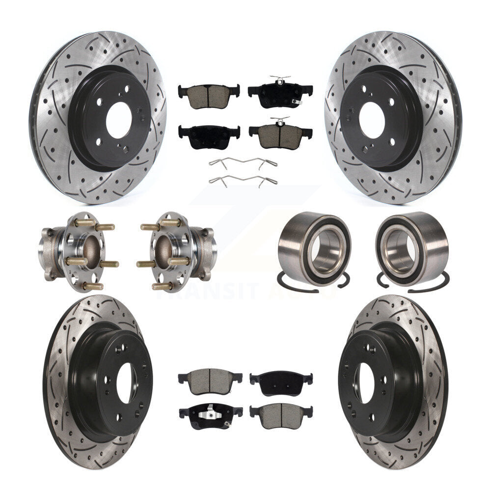 Kit de rotor et de plaquettes de frein à disque revêtus de roulement de moyeu avant et arrière (10 pièces) pour Honda Accor