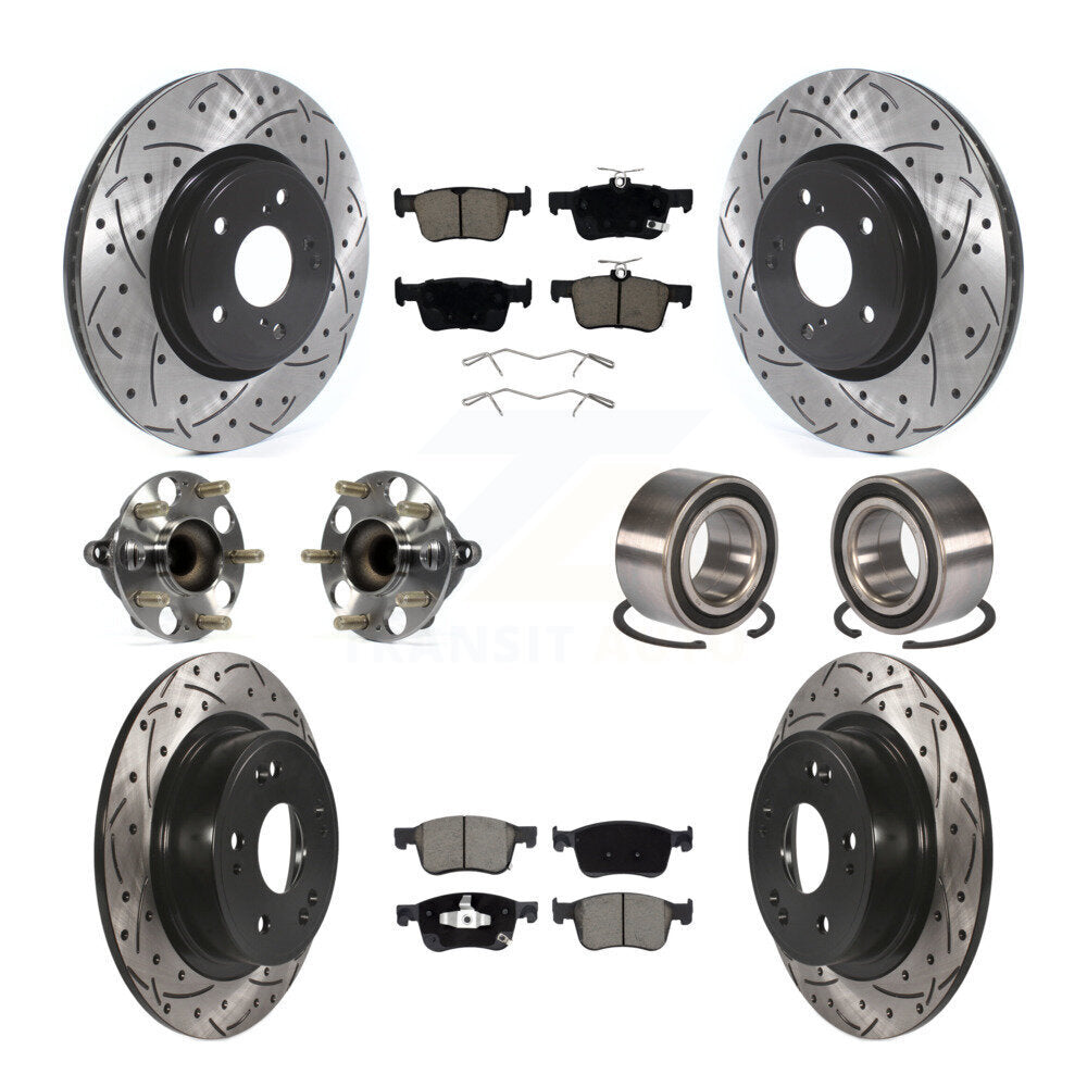 Kit de rotor et de plaquettes de frein à disque revêtus de roulement de moyeu avant et arrière (10 pièces) pour Honda Accor