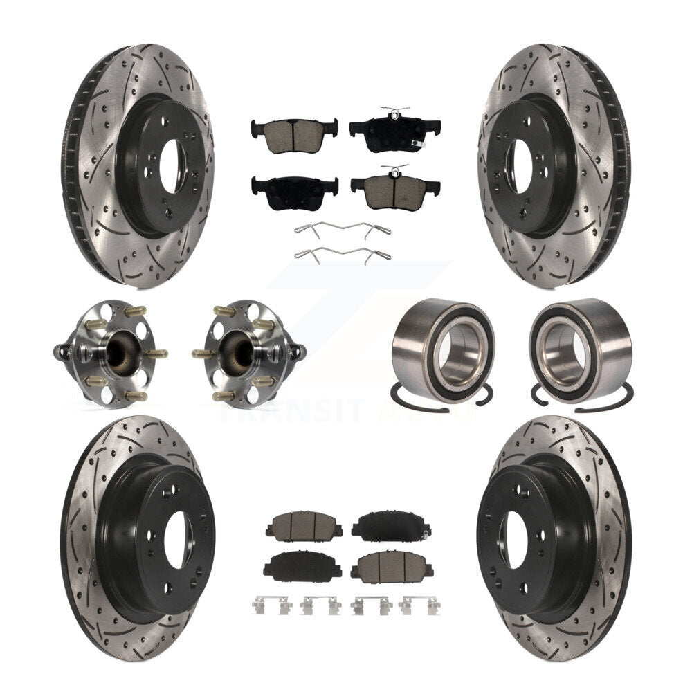 Kit de rotor et de plaquettes de frein à disque revêtus de roulement de moyeu avant et arrière (10 pièces) pour Honda Accor