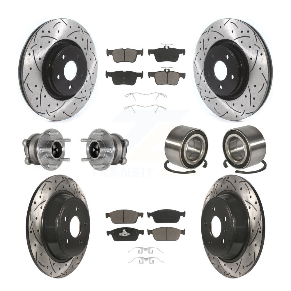 Kit de rotors et plaquettes de frein à disque revêtus de roulement de moyeu avant et arrière (10 pièces) pour Lincoln MK