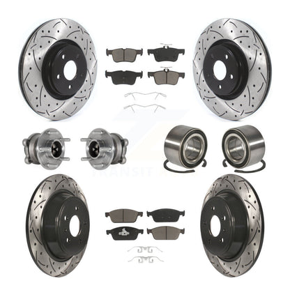 Kit de rotors et plaquettes de frein à disque revêtus de roulement de moyeu avant et arrière (10 pièces) pour Lincoln MK