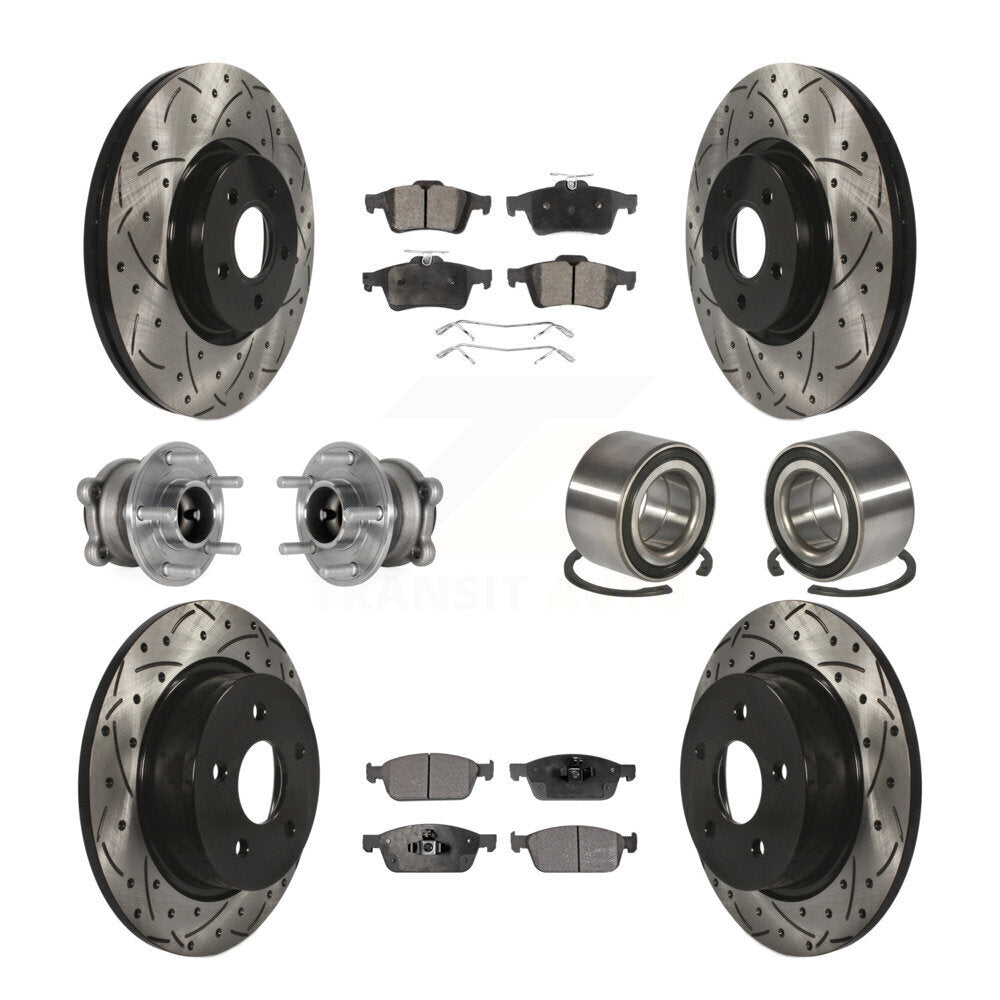 Kit de rotors et plaquettes de frein à disque revêtus de roulement de moyeu avant et arrière (10 pièces) pour Ford Escap