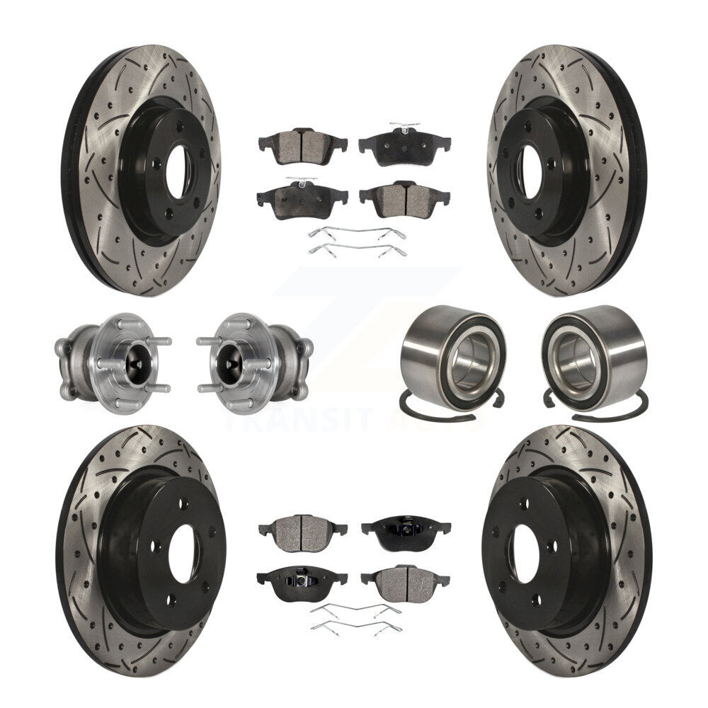 Kit de rotor et de plaquettes de frein revêtus de roulement de moyeu avant et arrière (10 pièces) pour Ford Escape c-ma