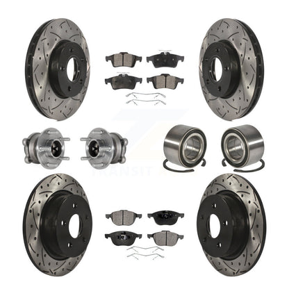 Kit de rotor et de plaquettes de frein à disque revêtus de roulement de moyeu avant et arrière (10 pièces) pour Ford c-ma