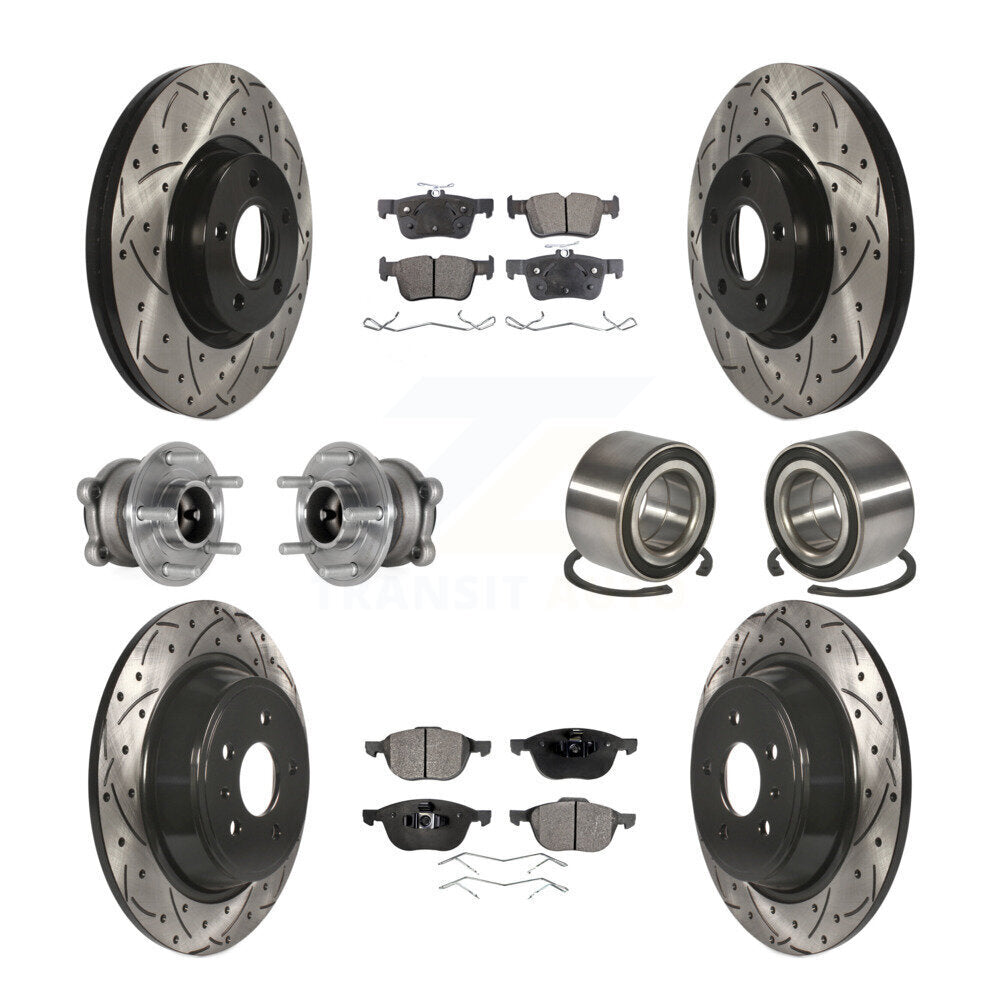 Kit de rotors et plaquettes de frein à disque revêtus de roulement de moyeu avant et arrière (10 pièces) pour Ford Escap