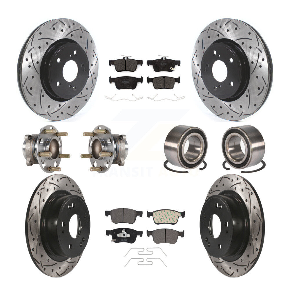 Kit de rotor et de plaquettes de frein à disque revêtus de roulement de moyeu avant et arrière (10 pièces) pour Honda Accor