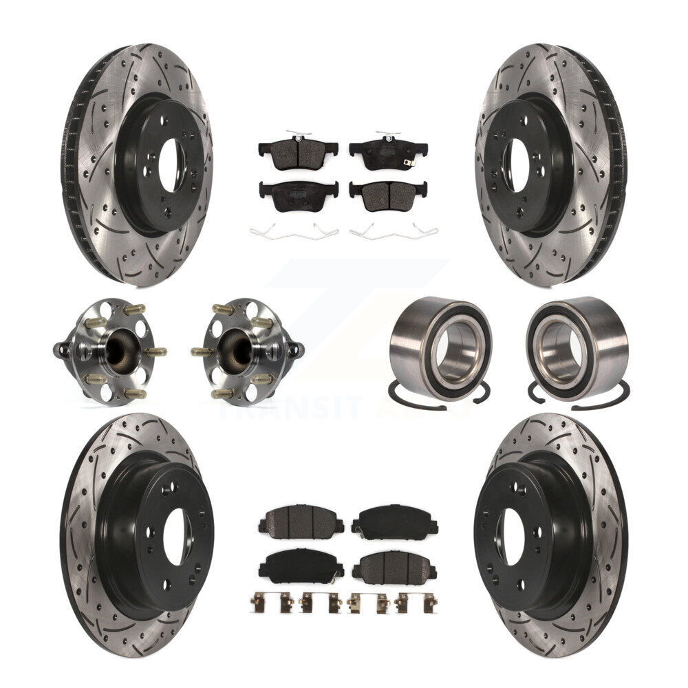 Kit de rotor et de plaquettes de frein à disque revêtus de roulement de moyeu avant et arrière (10 pièces) pour Honda Accor