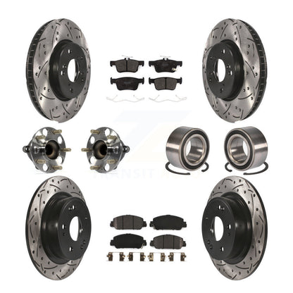 Kit de rotor et de plaquettes de frein à disque revêtus de roulement de moyeu avant et arrière (10 pièces) pour Honda Accor