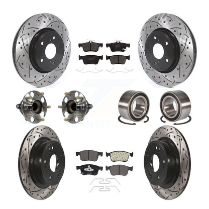 Kit de rotor et de plaquettes de frein à disque revêtus de roulement de moyeu avant et arrière (10 pièces) pour Honda Accor
