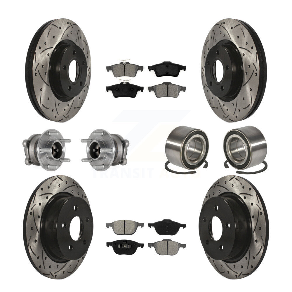 Kit de rotor et de plaquettes de frein revêtus de roulement de moyeu avant et arrière (10 pièces) pour Ford Escape c-ma