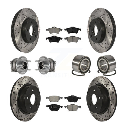 Kit de rotor et de plaquettes de frein à disque revêtus de roulement de moyeu avant et arrière (10 pièces) pour Ford c-ma