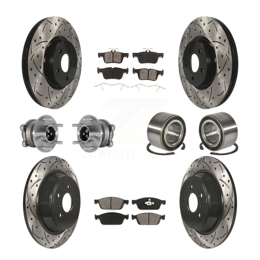 Kit de plaquettes de Rotor de frein revêtues de roulement de moyeu avant et arrière (10 pièces) pour Ford Escape Lincol