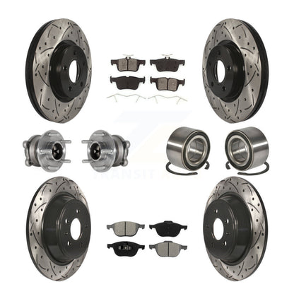 Kit de rotors et plaquettes de frein à disque revêtus de roulement de moyeu avant et arrière (10 pièces) pour Ford Escap