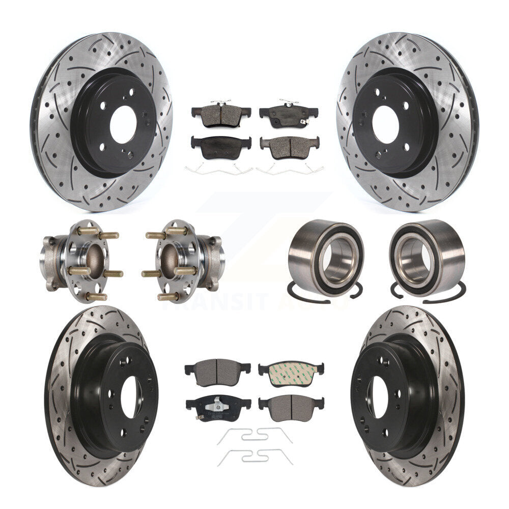 Kit de rotor et de plaquettes de frein à disque revêtus de roulement de moyeu avant et arrière (10 pièces) pour Honda Accor