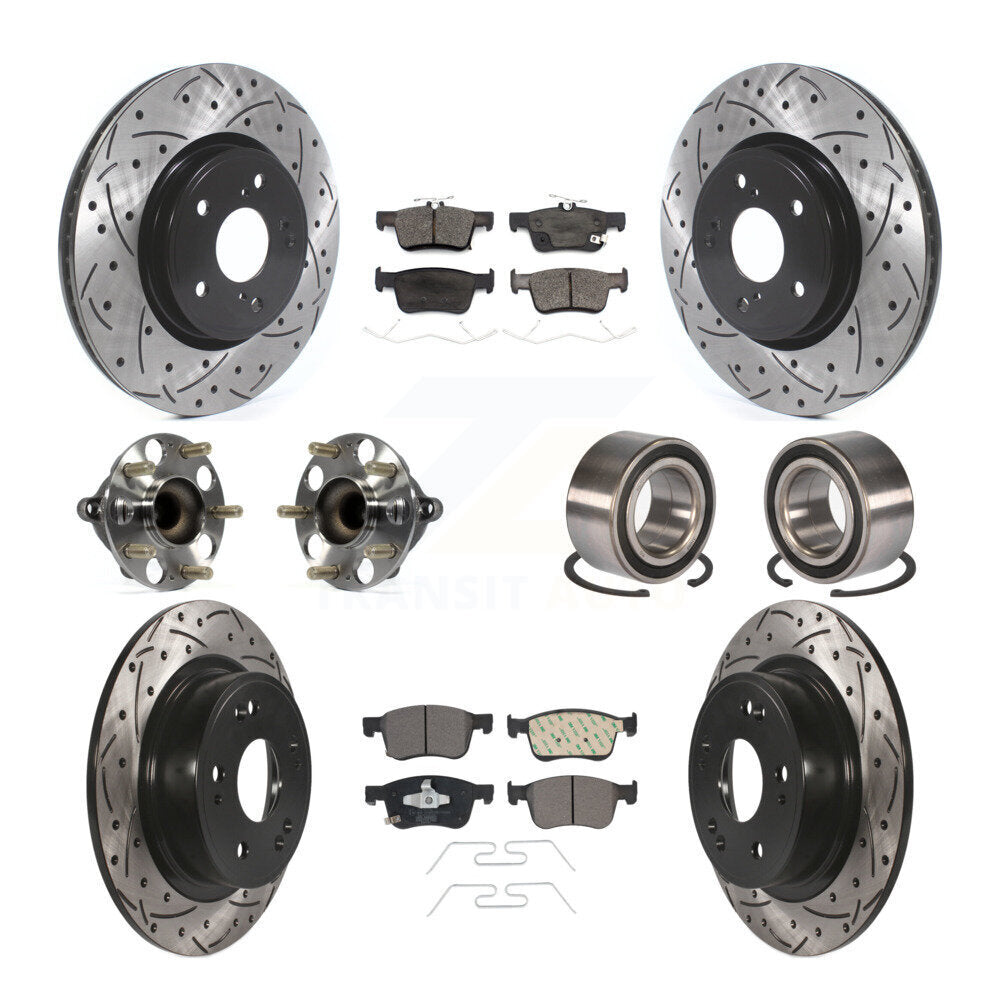 Kit de rotor et de plaquettes de frein à disque revêtus de roulement de moyeu avant et arrière (10 pièces) pour Honda Accor