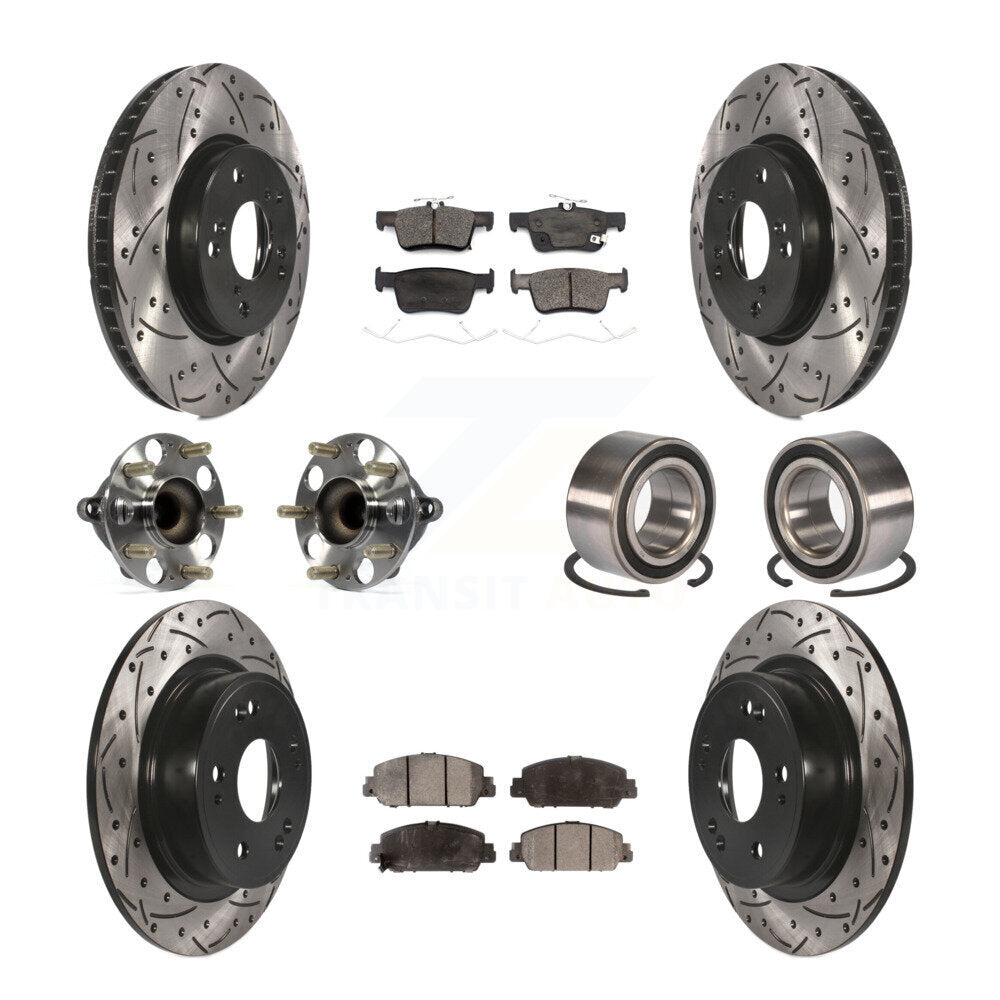 Kit de rotor et de plaquettes de frein à disque revêtus de roulement de moyeu avant et arrière (10 pièces) pour Honda Accor