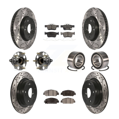 Kit de rotor et de plaquettes de frein à disque revêtus de roulement de moyeu avant et arrière (10 pièces) pour Honda Accor