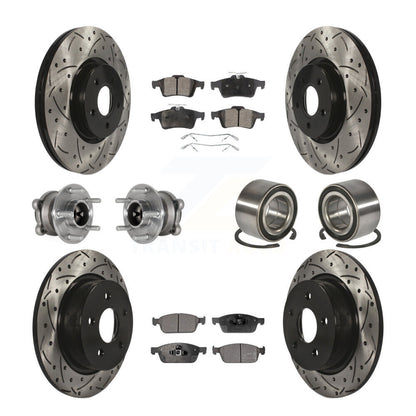 Kit de rotors et plaquettes de frein à disque revêtus de roulement de moyeu avant et arrière (10 pièces) pour Ford Escap