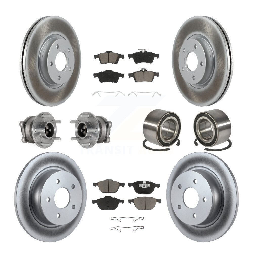 Kit de rotor et de plaquettes de frein revêtus de roulement de moyeu avant et arrière (10 pièces) pour Ford Escape c-ma