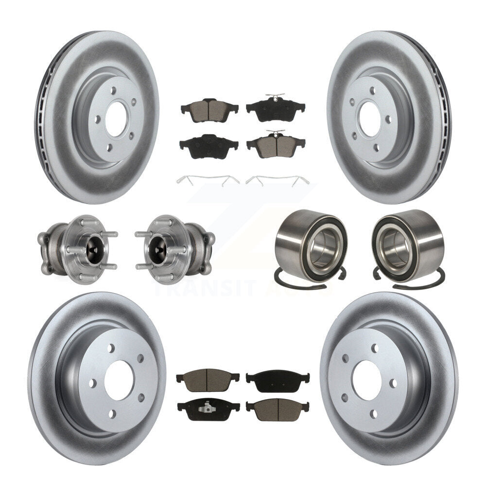Kit de rotors et plaquettes de frein à disque revêtus de roulement de moyeu avant et arrière (10 pièces) pour Ford Escap
