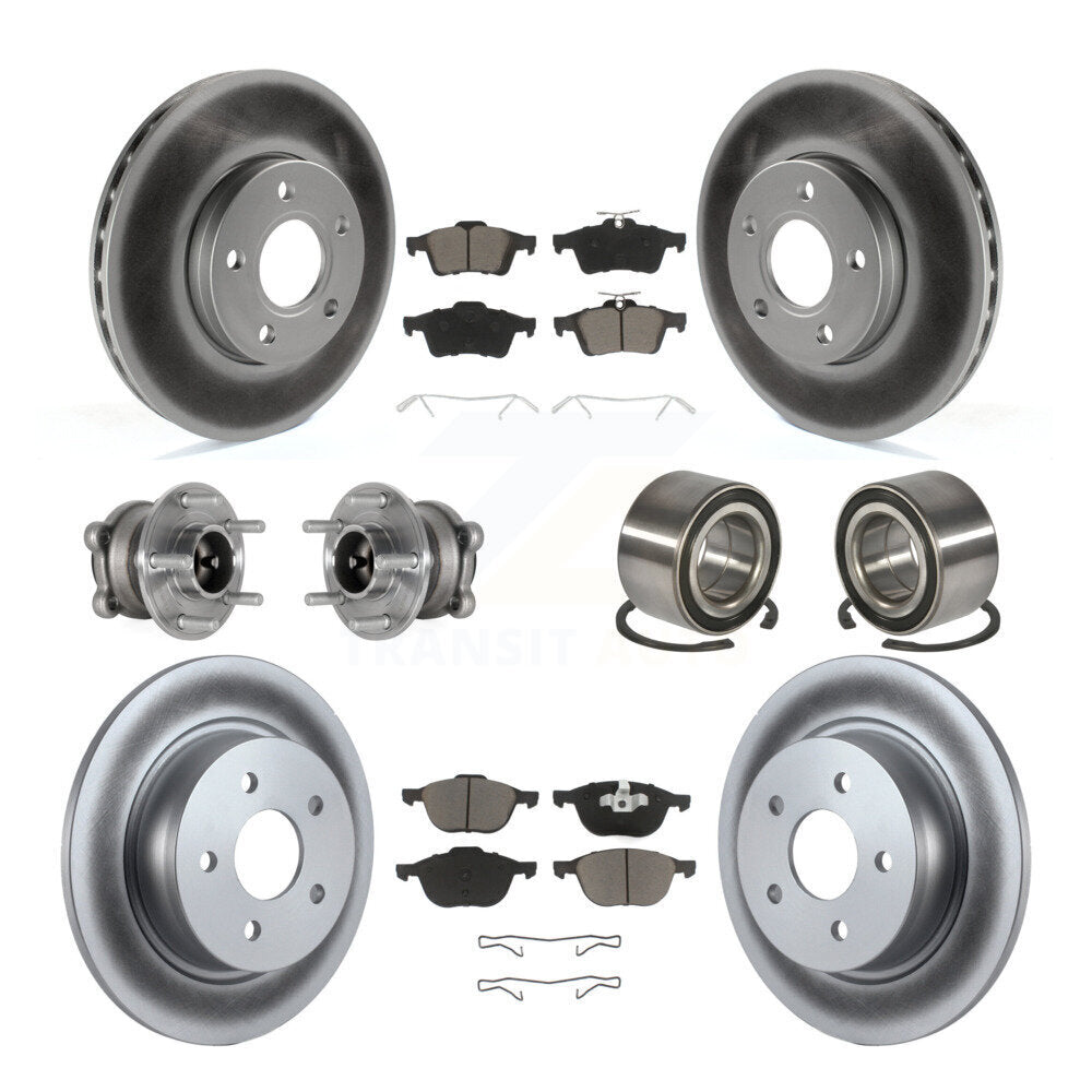 Kit de rotor et de plaquettes de frein à disque revêtus de roulement de moyeu avant et arrière (10 pièces) pour Ford c-ma