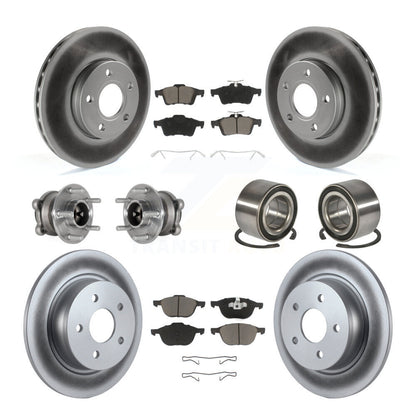 Kit de rotor et de plaquettes de frein à disque revêtus de roulement de moyeu avant et arrière (10 pièces) pour Ford c-ma