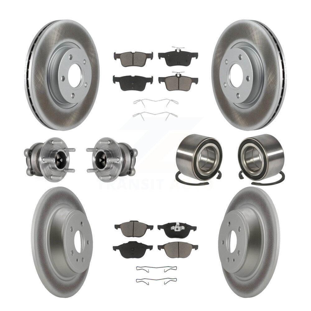 Kit de rotors et plaquettes de frein à disque revêtus de roulement de moyeu avant et arrière (10 pièces) pour Ford Escap