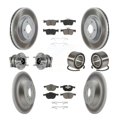 Kit de rotors et plaquettes de frein à disque revêtus de roulement de moyeu avant et arrière (10 pièces) pour Ford Escap