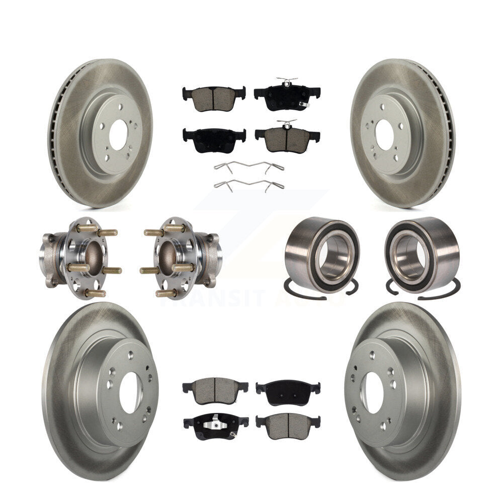 Kit de rotor et de plaquettes de frein à disque revêtus de roulement de moyeu avant et arrière (10 pièces) pour Honda Accor