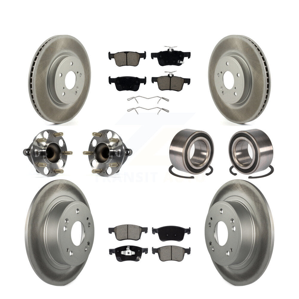 Kit de rotor et de plaquettes de frein à disque revêtus de roulement de moyeu avant et arrière (10 pièces) pour Honda Accor