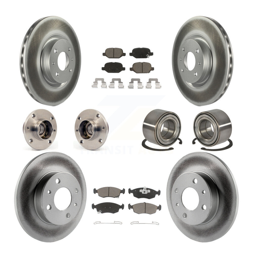 Kit de rotors et plaquettes de frein à disque revêtus de roulement de moyeu avant et arrière (10 pièces) pour Fiat 50