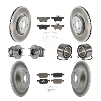 Kit de rotors et plaquettes de frein à disque revêtus de roulement de moyeu avant et arrière (10 pièces) pour Lincoln MK