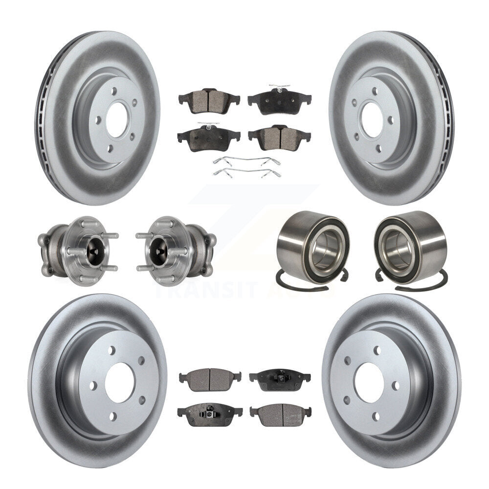 Kit de rotors et plaquettes de frein à disque revêtus de roulement de moyeu avant et arrière (10 pièces) pour Ford Escap